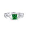 925 Sterling Silver Art Deco Princess Cut Round CZ Engagement Ring
