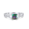 925 Sterling Silver Art Deco Princess Cut Round CZ Engagement Ring