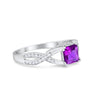 925 Sterling Silver Art Deco Princess Cut Round CZ Engagement Ring