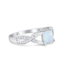 925 Sterling Silver Art Deco Princess Cut Round CZ Engagement Ring