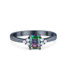 925 Sterling Silver Radiant Cut Round CZ Wedding Engagement Ring