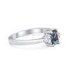 925 Sterling Silver Radiant Cut Round CZ Wedding Engagement Ring