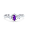 925 Sterling Silver Three Stone Marquise Round CZ Wedding Engagement Ring