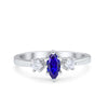 925 Sterling Silver Three Stone Marquise Round CZ Wedding Engagement Ring