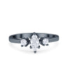 925 Sterling Silver Three Stone Marquise Round CZ Wedding Engagement Ring