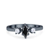925 Sterling Silver Three Stone Marquise Round CZ Wedding Engagement Ring
