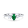 925 Sterling Silver Three Stone Marquise Round CZ Wedding Engagement Ring