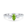 925 Sterling Silver Three Stone Marquise Round CZ Wedding Engagement Ring