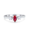 925 Sterling Silver Three Stone Marquise Round CZ Wedding Engagement Ring