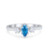 925 Sterling Silver Three Stone Marquise Round CZ Wedding Engagement Ring