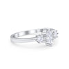 925 Sterling Silver Three Stone Marquise Round CZ Wedding Engagement Ring