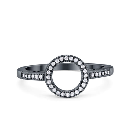 925 Sterling Silver Art Deco Open Circle CZ Wedding Engagement Ring