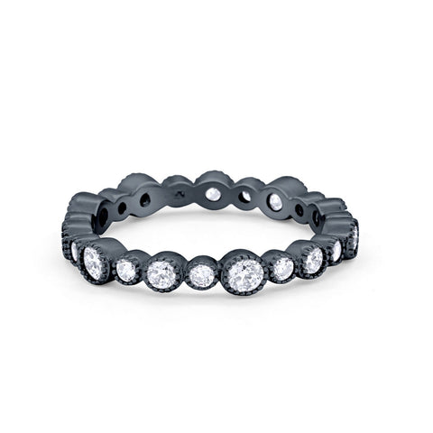 925 Sterling Silver Art Deco Antique Style Full Eternity Wedding Band Ring