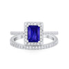 925 Sterling Silver Radiant Cut Two Piece Bridal Set Band Ring