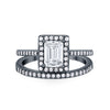 925 Sterling Silver Radiant Cut Two Piece Bridal Set Band Ring