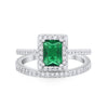 925 Sterling Silver Radiant Cut Two Piece Bridal Set Band Ring