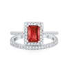 925 Sterling Silver Radiant Cut Two Piece Bridal Set Band Ring