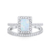 925 Sterling Silver Radiant Cut Two Piece Bridal Set Band Ring