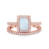 925 Sterling Silver Radiant Cut Two Piece Bridal Set Band Ring