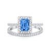 925 Sterling Silver Radiant Cut Two Piece Bridal Set Band Ring