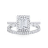 925 Sterling Silver Radiant Cut Two Piece Bridal Set Band Ring