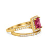 925 Sterling Silver Radiant Cut Two Piece Bridal Set Band Ring