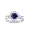 925 Sterling Silver Art Deco Bridal Set Cushion Round CZ Wedding Band Ring