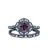 925 Sterling Silver Art Deco Bridal Set Cushion Round CZ Wedding Band Ring