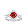 925 Sterling Silver Art Deco Bridal Set Cushion Round CZ Wedding Band Ring