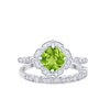 925 Sterling Silver Art Deco Bridal Set Cushion Round CZ Wedding Band Ring
