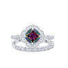 925 Sterling Silver Art Deco Bridal Set Cushion Round CZ Wedding Band Ring