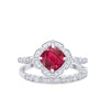 925 Sterling Silver Art Deco Bridal Set Cushion Round CZ Wedding Band Ring