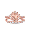 925 Sterling Silver Art Deco Bridal Set Cushion Round CZ Wedding Band Ring