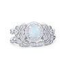 925 Sterling Silver Art Deco Vintage Style Bridal Set Round CZ Band Ring
