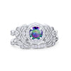 925 Sterling Silver Art Deco Vintage Style Bridal Set Round CZ Band Ring