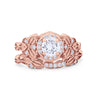 925 Sterling Silver Art Deco Vintage Style Bridal Set Round CZ Band Ring