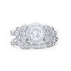 925 Sterling Silver Art Deco Vintage Style Bridal Set Round CZ Band Ring