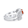925 Sterling Silver Art Deco Vintage Style Bridal Set Round CZ Band Ring