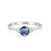 925 Sterling Silver Three Stone Round Cubic Zirconia Wedding Engagement Ring