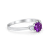 925 Sterling Silver Three Stone Round Cubic Zirconia Wedding Engagement Ring