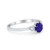 925 Sterling Silver Three Stone Round Cubic Zirconia Wedding Engagement Ring
