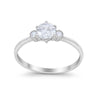 925 Sterling Silver Three Stone Round Cubic Zirconia Wedding Engagement Ring
