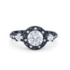 925 Sterling Silver Art Deco Wedding Engagement Ring Round Cubic Zirconia