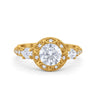 925 Sterling Silver Art Deco Wedding Engagement Ring Round Cubic Zirconia