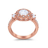 925 Sterling Silver Art Deco Wedding Engagement Ring Round Cubic Zirconia