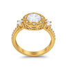 925 Sterling Silver Art Deco Wedding Engagement Ring Round Cubic Zirconia