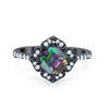 925 Sterling Silver Round Cubic Zirconia Cushion Art Wedding Engagement Ring