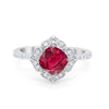925 Sterling Silver Round Cubic Zirconia Cushion Art Wedding Engagement Ring