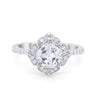 925 Sterling Silver Round Cubic Zirconia Cushion Art Wedding Engagement Ring