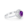 925 Sterling Silver Round Cubic Zirconia Cushion Art Wedding Engagement Ring